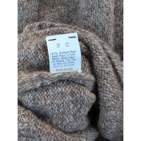 Lord Jeff 100% Shetland Wool Sweater Men's Medium Scotland Tan Made in USA - Picture 11 of 12